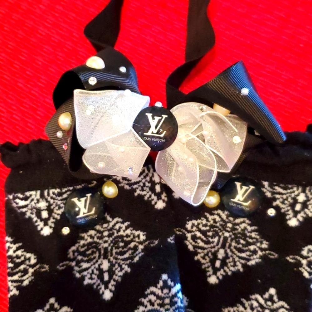 Custom Designer Set- Toddler Girl Leggings & Matching Bow Band w/ Pearls/Bling